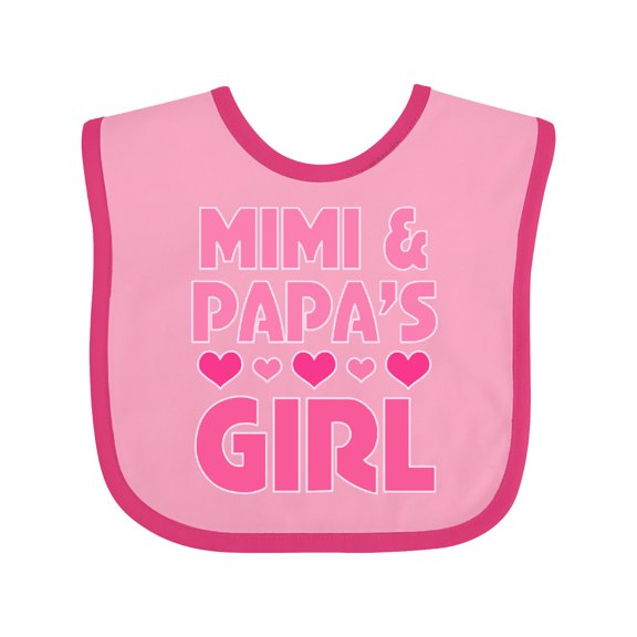 Inktastic Mimi and Papa Girl Grandchild Valentine Girls Baby Bib