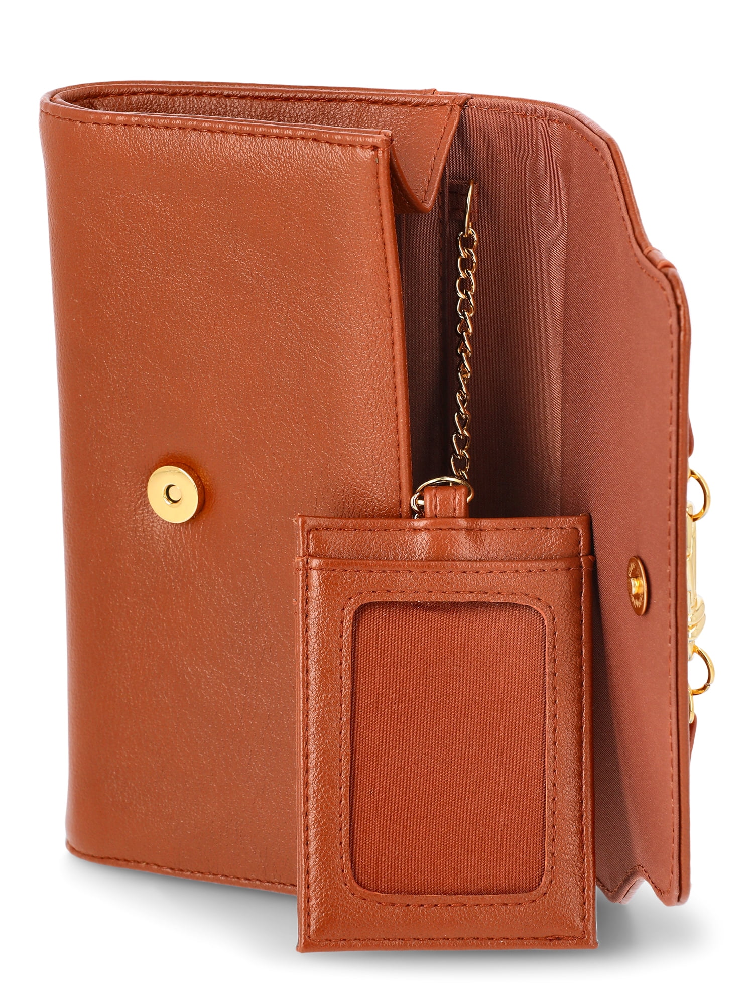 Time and Tru Women's Scarlet Envelope Wallet, Cognac Brown