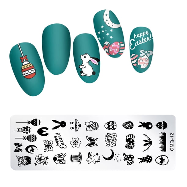 Impresión de uñas con copos de nieve navideños, plantillas de acero para uñas, pegatinas para uñas
