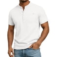 thumbnail image 2 of DPTALR Men's Henley Stand Collar T-Shirt,Short Sleeve Casual Pocket Top,White,Big Men's,Tall Men's XXL,Young Men's Shirts, 2 of 9