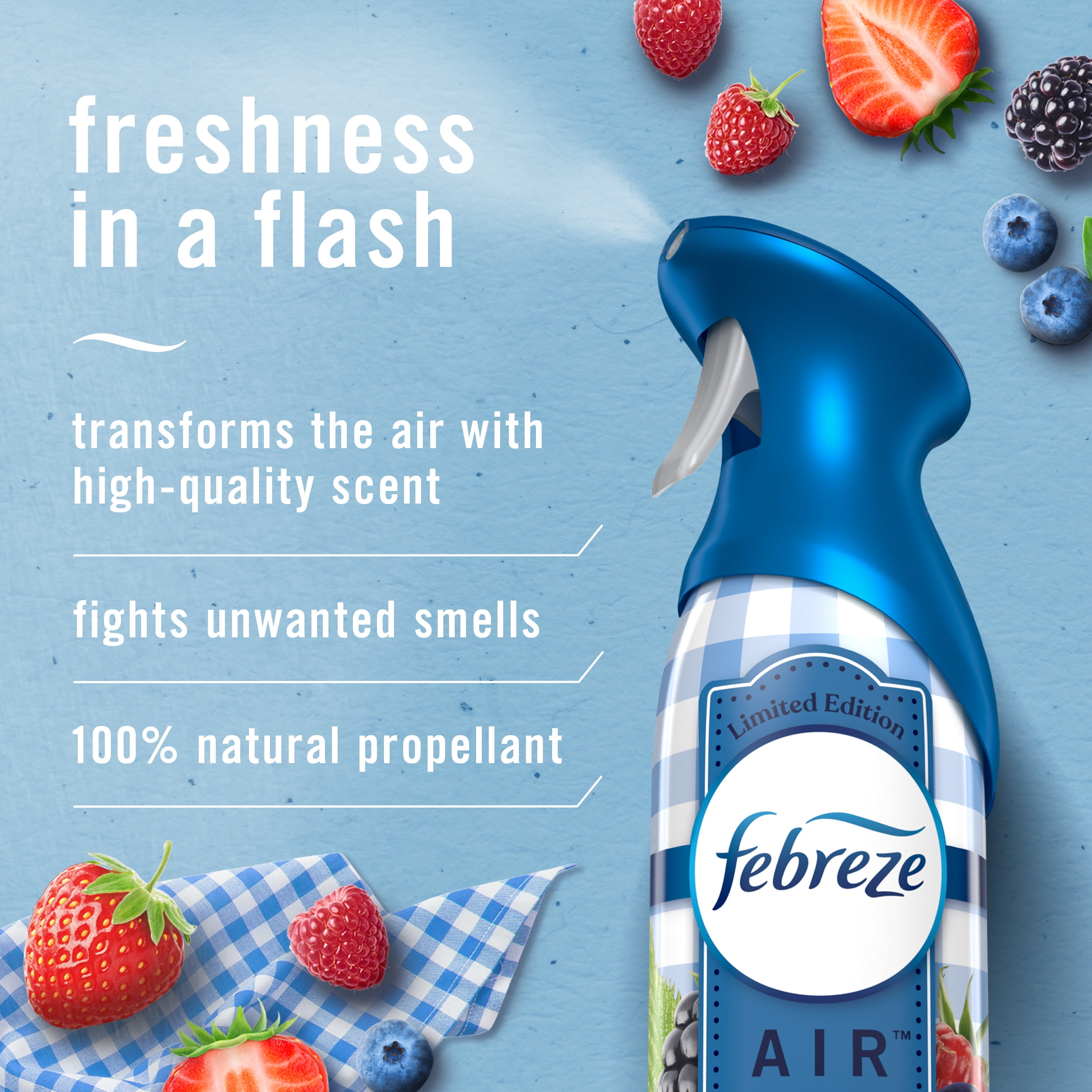 (3 pack) Febreze Air Freshener Spray, Odor-Fighting Room Spray, Summer Berry Picking, 8.8oz