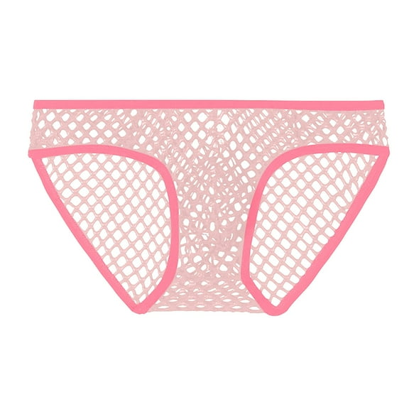 ZQUUVOU Men's Briefs Underwear Lace Mesh Mid-rise Waist Breathable Briefs Loose Underwear Lightweight Underwear Pink