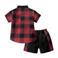 thumbnail image 3 of WOYY Little Boys Casual Outfits Short Sleeve Plaid Hooded Shirt Shorts Set, Sizes 5-6Y, 3 of 3