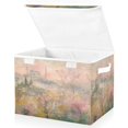 thumbnail image 2 of Storage Box With Lid 16.5x12.6x11.8In Foldable Stacked Household Storage Box Pink Flowers and Temples, 2 of 7