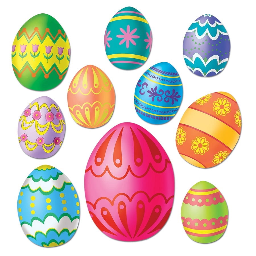 Beistle Club Pack of 240 Colorful Easter Egg Cutout Holiday Decorations 12"