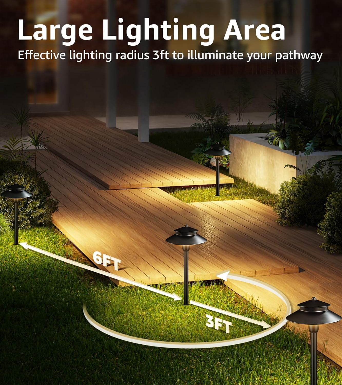 SUNVIE 3W Low Voltage Pathway Lights Wired LED Landscape Path Lighting Outdoor for Garden, 4 Pack