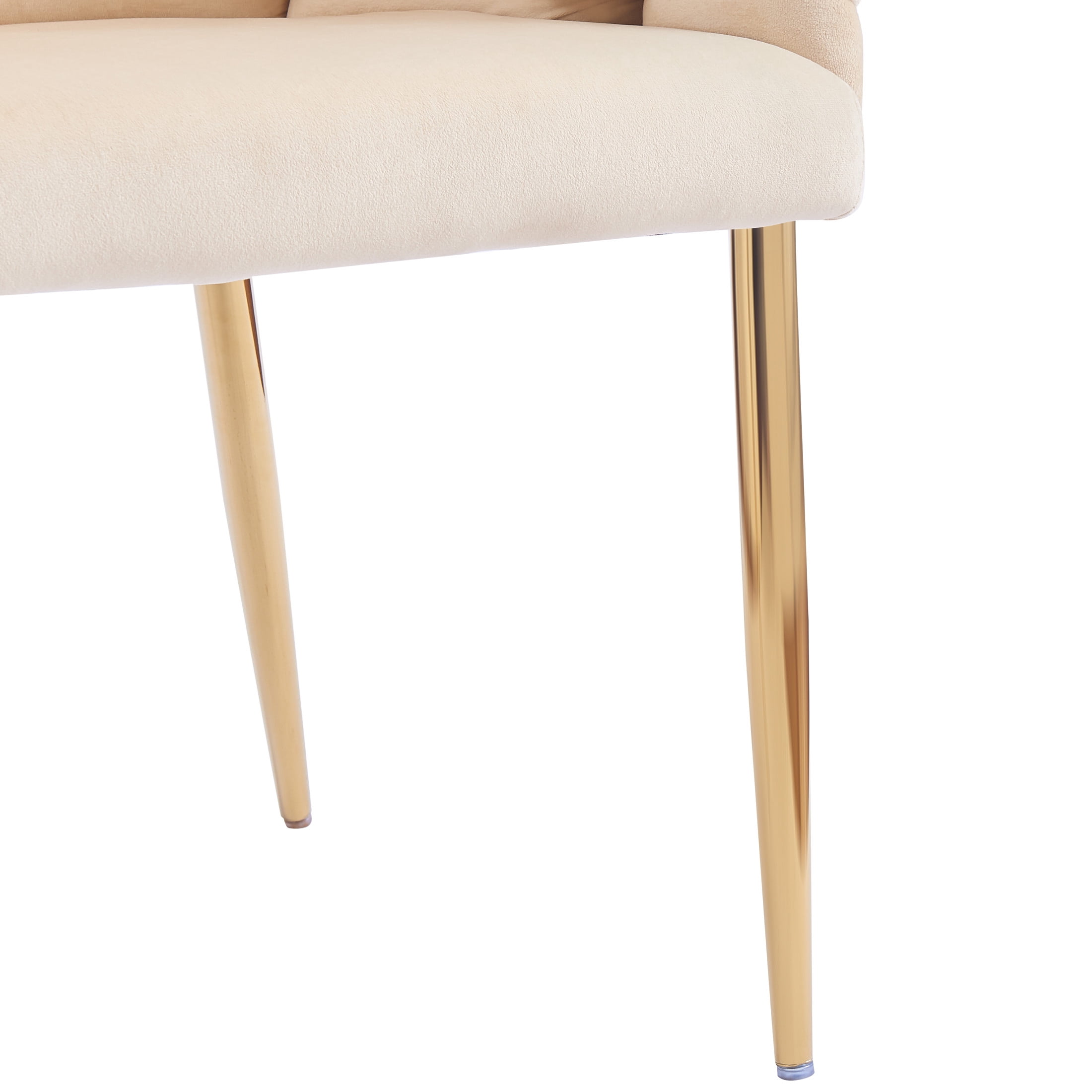 Elegant Velvet Accent Armchair with Gold Legs & Full Back Support, Beige