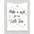 thumbnail image 1 of Saying Tapestry, Make a Wish for Our Little Star Lettering with Bursting Stars Baby Shower Concept, Wall Hanging for Bedroom Living Room Dorm Decor, 40W X 60L Inches, Multicolor, by Ambesonne, 1 of 2