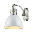 thumbnail image 1 of Golden Lighting Duncan PW Transitional Pewter Sconce 1 Light Incandescent White Shade Bath, 1 of 2