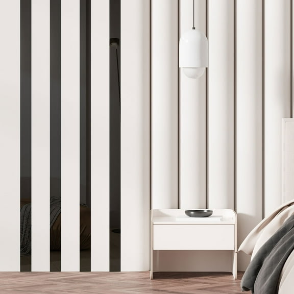 Uxcell 30 Pcs Striped Mirror Stickers, 1.18'' x 11.8'' Mirror Wall Stickers Self Adhesive Acrylic Wall Decals Peel and Stick Mirror Strips Removable for Home Art Wall Decor, Black