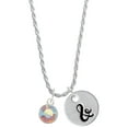 thumbnail image 1 of Delight Jewelry 10mm Clear AB Crystal Drop Silvertone Script Initial Disc - & - Charm Necklace, 20"+3", 1 of 4