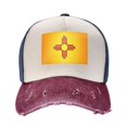thumbnail image 2 of Men Women Flag Of-New-Mexico Distressed Twill Cotton Baseball Cap Vintage Adjustable Dad Hat, 2 of 7