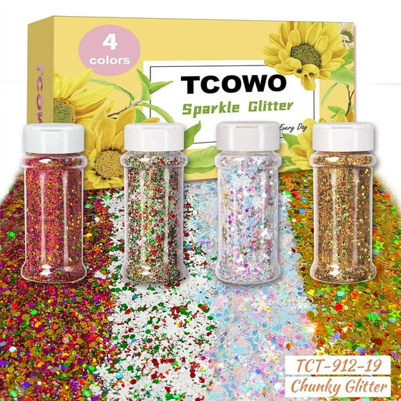 Xmas Christmas Sequins Glitter Shakers 2oz/Bottle 4 Colors In One Set For Resin Art DIY