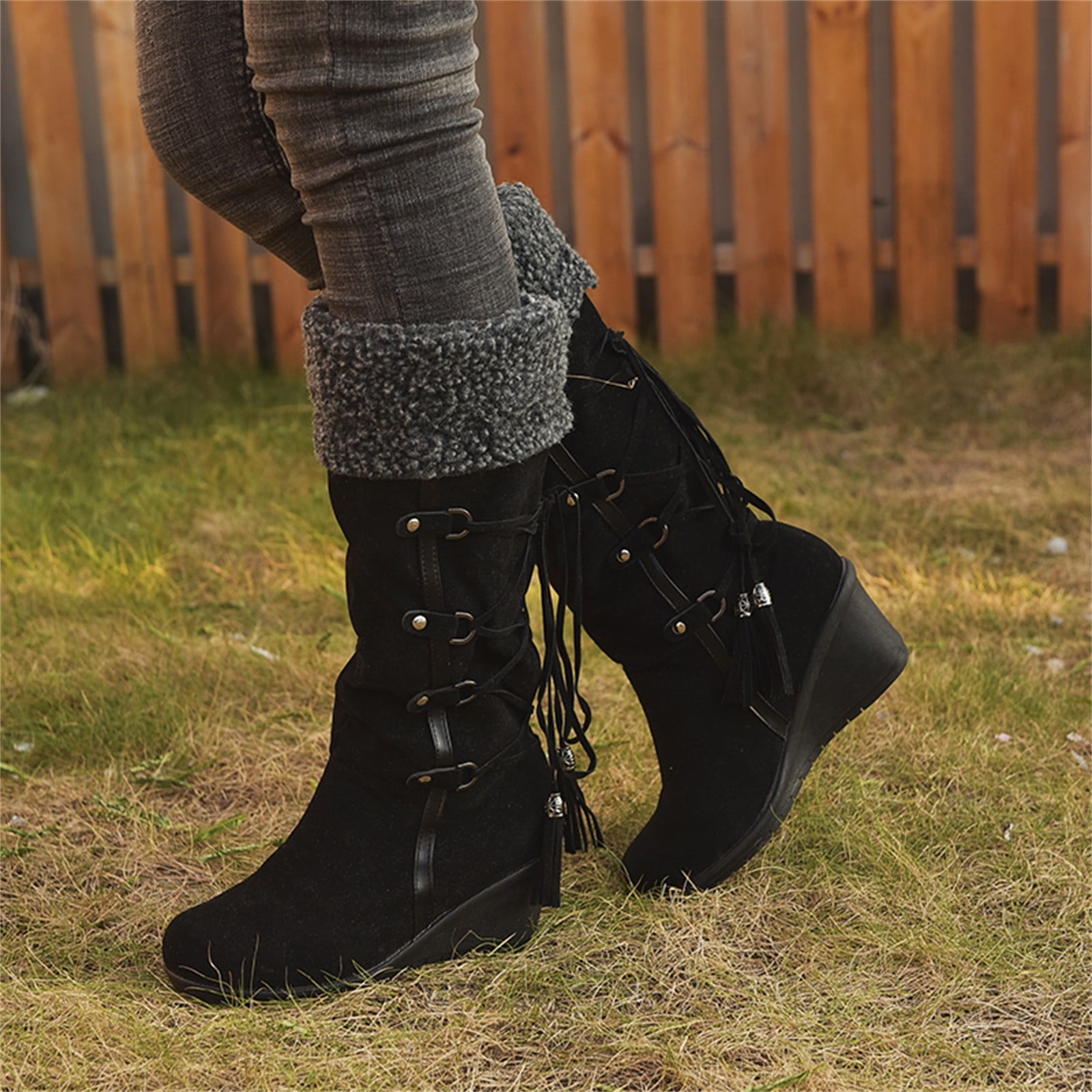 Tawop Kids Boots After Sanding With Tassels High Boots Sleeves Wedges Snow Boots Womens Boots Knee High Toddler Rain Boots Walmart