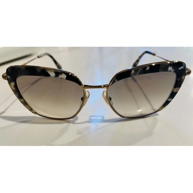 MIU MIU Tortoise Polished Gold Plate Sunglasses. Cat Eye Sunnies Made In Italy