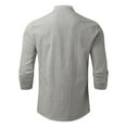 thumbnail image 2 of Aayomet Men's Long Sleeve Dress Shirt Color Casual Collarless Beach Long Sleeve Outdoor Vacation Simple Shirt Top (Gray, L), 2 of 4