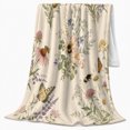 thumbnail image 2 of Wildflower Meadow Botanical Illustration Bumblebees, Cozy Friendship Quote Scene, Warm Flannel Blanket for Living Room and Reading Nook, Art Lovers Friendship Gift, Artistic Home Decor, 2 of 9