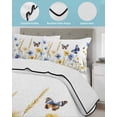 thumbnail image 4 of Quilts Twin Size, Butterflies Floral Soft Comforter Bedding Set for Bed, Country Plants Wildflower Leaves Lightweight Quilted Bedspread with Pillow Cover(2 Pieces) for All Season, 68x86 Inch, 4 of 6