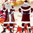 thumbnail image 3 of M-XXXL 2019 New Deluxe Velvet Christmas Santa Claus Suit Adult Mens Costume gloves + shawl+hat+clothes+belt+Foot cover+gloves, 3 of 3