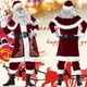 thumbnail image 1 of M-XXXL 2019 New Deluxe Velvet Christmas Santa Claus Suit Adult Mens Costume gloves + shawl+hat+clothes+belt+Foot cover+gloves, 1 of 3