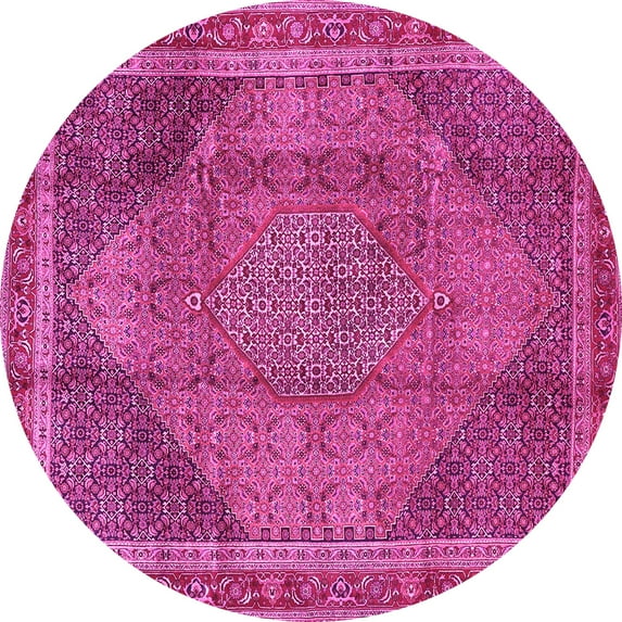 Ahgly Company Indoor Round Medallion Pink Traditional Area Rugs, 5' Round