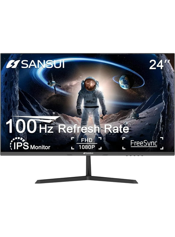 SANSUI Monitor 24 inch 100Hz IPS 1080P Computer Monitor HDMI VGA HDR Tilt Adjustable/VESA Compatible, for Game and Office (S24X3AF HDMI Cable Included)