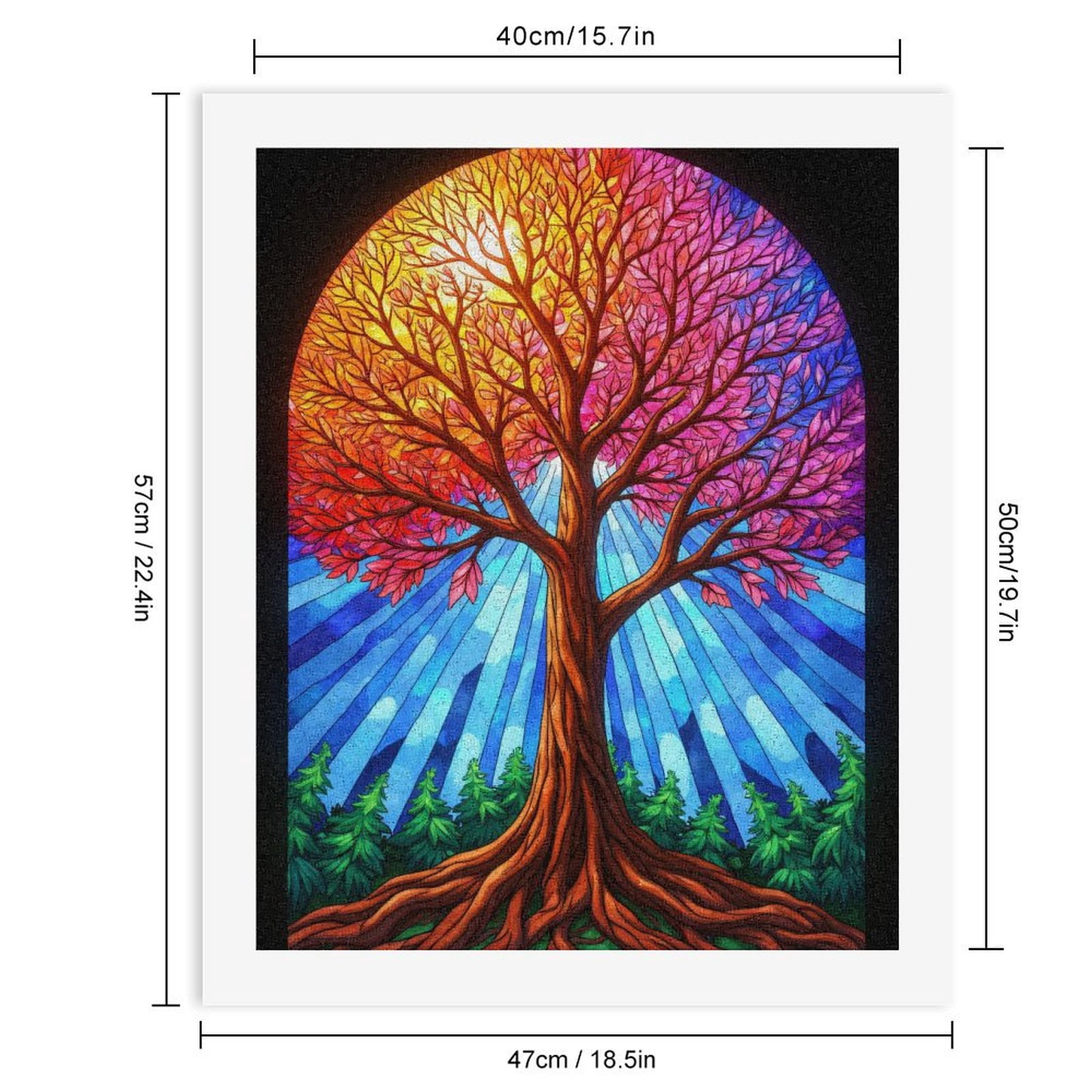 Paint By Numbers Kit for Adults Beginner - Tree Sunset Stained Glass Art DIY Canvas Painting Kits for Adults, Frameless Paint By Number for Adults for Home Wall Decor 16x20 Inch