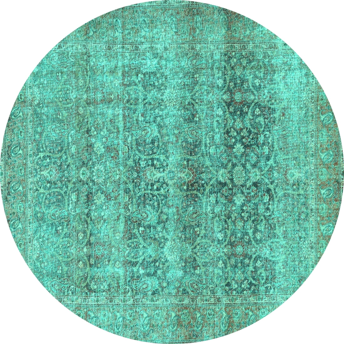 Ahgly Company Indoor Round Persian Turquoise Blue Traditional Area Rugs ...
