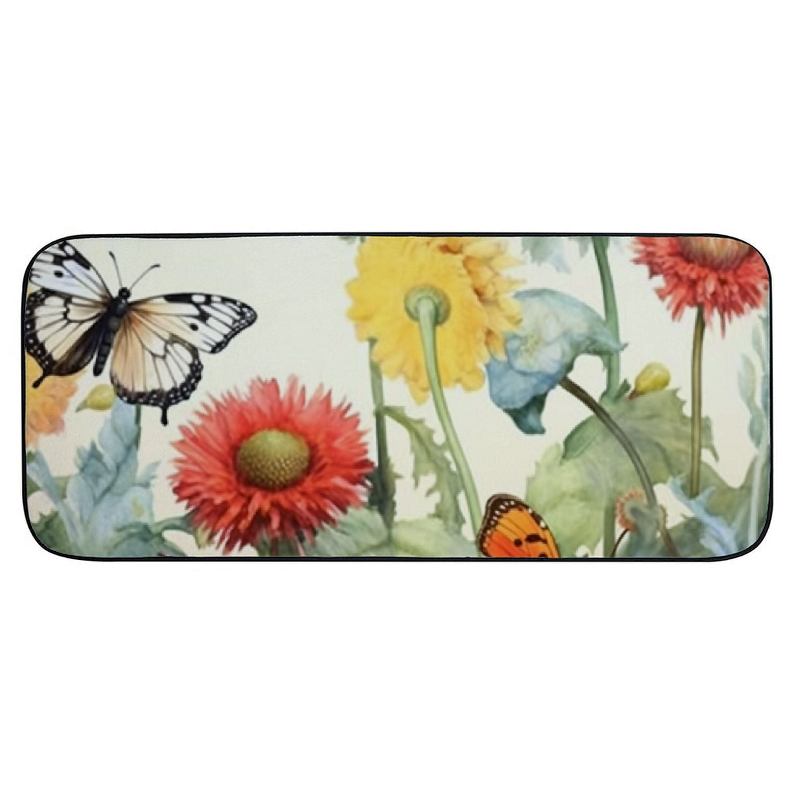PHYHOO Doormat Butterflies and Dandelions Flowers Non-Slip Indoor Entryway Door Mat (Rubber Backing) 19.68*47.24 in