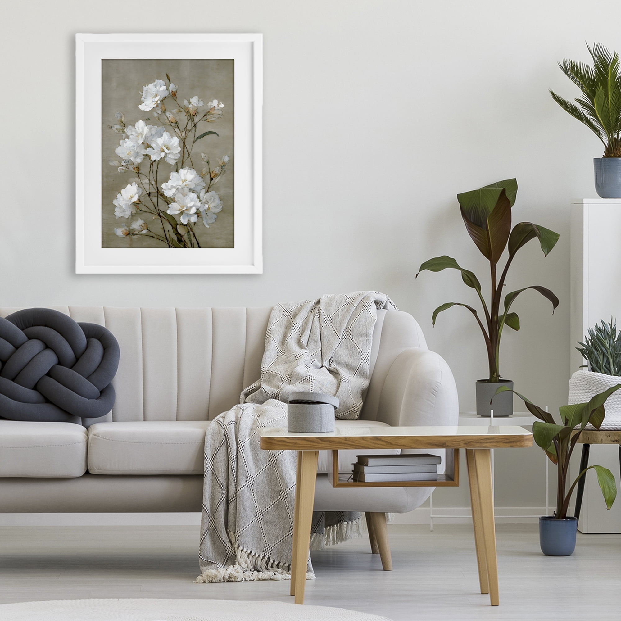 Stupell Industries Aged White Botanical Study White Framed Print Under Glass, design by Petal Prints Design