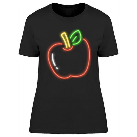 Red Apple Neon Sign   T-Shirt Women -Image by Shutterstock, Female Medium