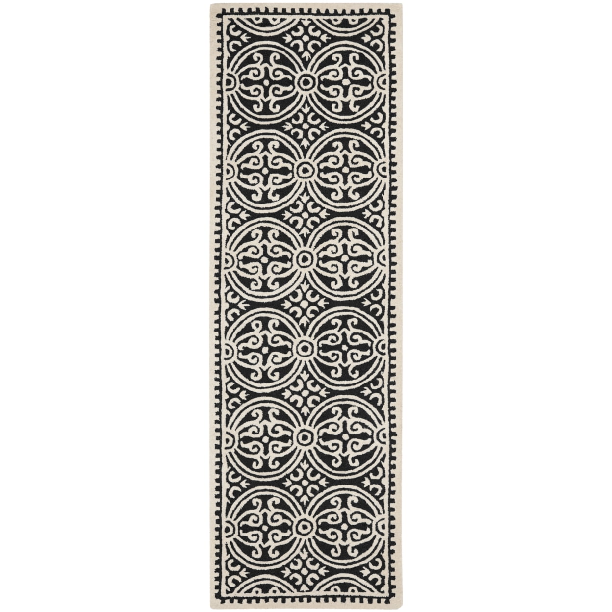 SAFAVIEH Cambridge Leslie Geometric Wool Area Rug, Black/Ivory, 4' x 4' Square