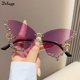 thumbnail image 3 of Gafas de sol de mariposa de diamante de lujo para mujer, gafas de sol Vintage sin montura, de gran tamaño, Y2K, 2024, 3 of 5