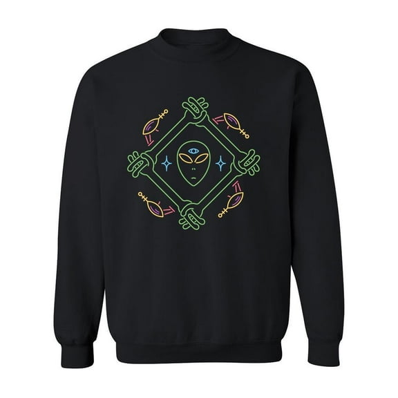 Alien Brotherhood Neon Design Sweatshirt Men -Image by Shutterstock, Male XX-Large