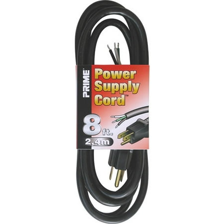 Prime 8-Feet 16/3 SJTW Replacement Power Supply Cord, Black