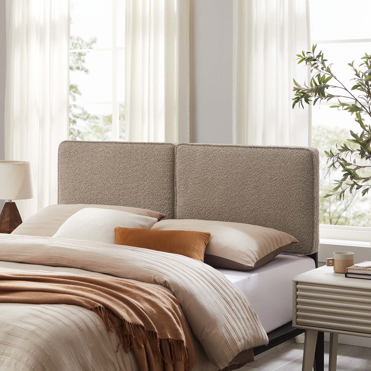 Headboard, Full Size, Oatmeal, Fabric, French Bedroom, Modern Contemporary HB36841