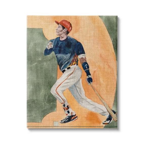Stupell Industries Baseball Player Sports Painting Sports Painting Gallery Wrapped Canvas Print Wall Art