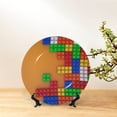 thumbnail image 6 of Yiaed Colorful Building Blocks A Print Bone China Decorative Plate Ceramic Dinner Plates Art Crafts with Display Stand-10in, 6 of 6