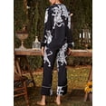 thumbnail image 6 of Womens Silk Satin Pajama Set Long Sleeve Notch Collar Loungewear Two Piece Sleepwear Button Down Pj Set, 6 of 7
