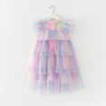 thumbnail image 2 of MEZZALL Kids Dresses Shine Girls Sleeveless Rainbow Star Tutu Dress Sleeveless For Party Pageant Celebration Formal Occasion Classic Christmas O-Neck Sundress, 2 of 5