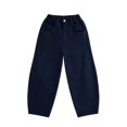 thumbnail image 2 of Spazoro Boys 100% Cotton Wide Leg Pants with Pockets, Elastic Waist Baggy Breathable Casual Trousers for Street Daily Wear Black Size 7-8, 2 of 8