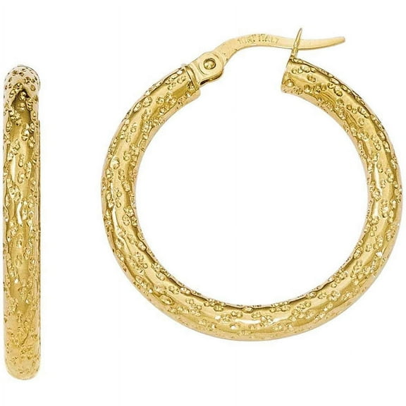 Primal Gold 10 Karat Yellow Gold Textured Hinged Hoop Earrings