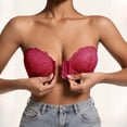 thumbnail image 4 of Iyufng Women's Front Closure Strapless Lace Bandeau Bra Anti Slip Push Up Convertible Bralette, 4 of 5