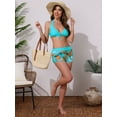 thumbnail image 5 of DARING DIVA Women's 2 Piece Leaf Print Color Block Bikini Set M Cyan, 5 of 6