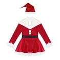 thumbnail image 3 of YiZYiF Kids Girls Christmas Santa Costume Velvet Faux Fur Long Sleeve Dance Figure Ice Skating Dress Red 14, 3 of 7