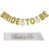 Bridal Shower & Bachelorette Party Set - Bride to Be Gold Banner - White Satin Sash to Wear - Easy to Assemble Glitter Garland - Decor & Decorations by Jolly Jon