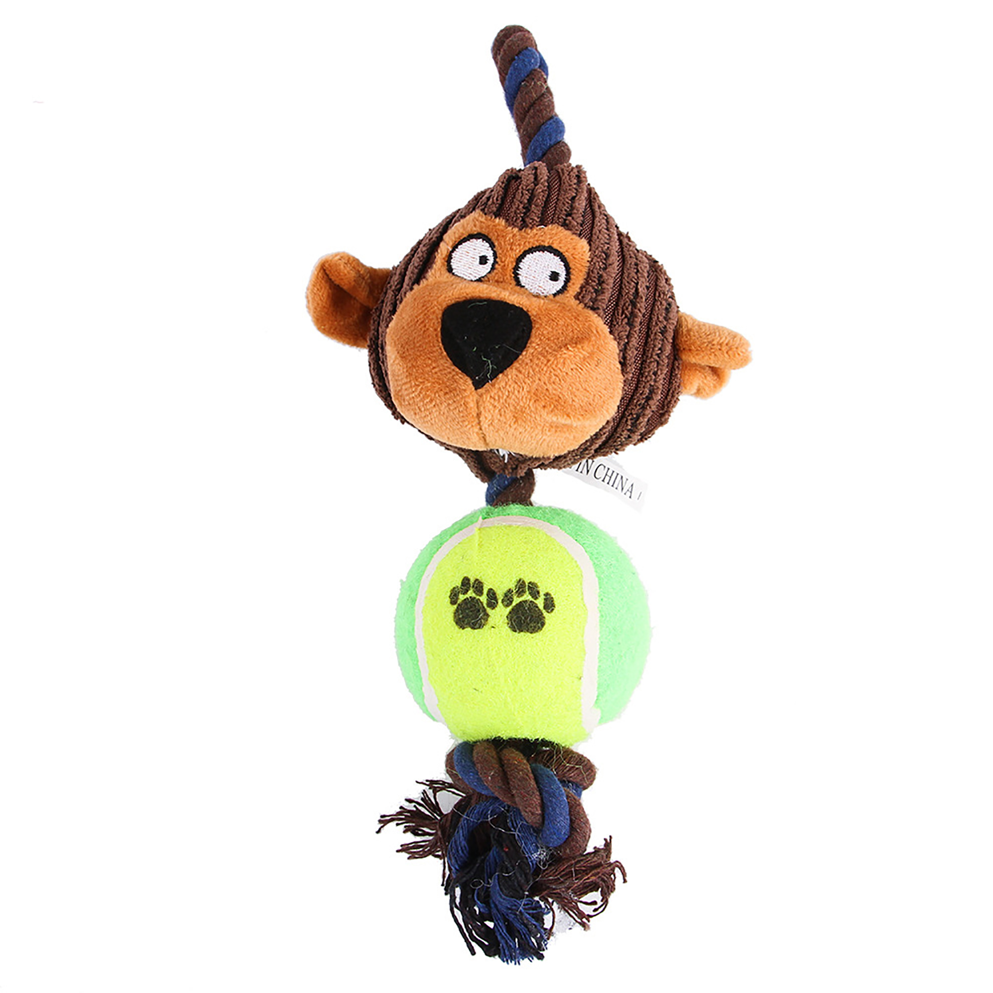 Kepooman Dog No Stuffing Plush Animal Squeaky Toy for Small Medium Large Pets, Dog Chew Toy for Teething Chewing and Playtime, Single, Monkey