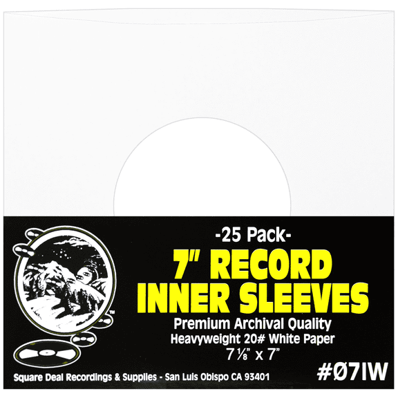 (25) Archival Quality Acid-Free Heavyweight Paper Inner Sleeves for 7" Vinyl Records #07IW