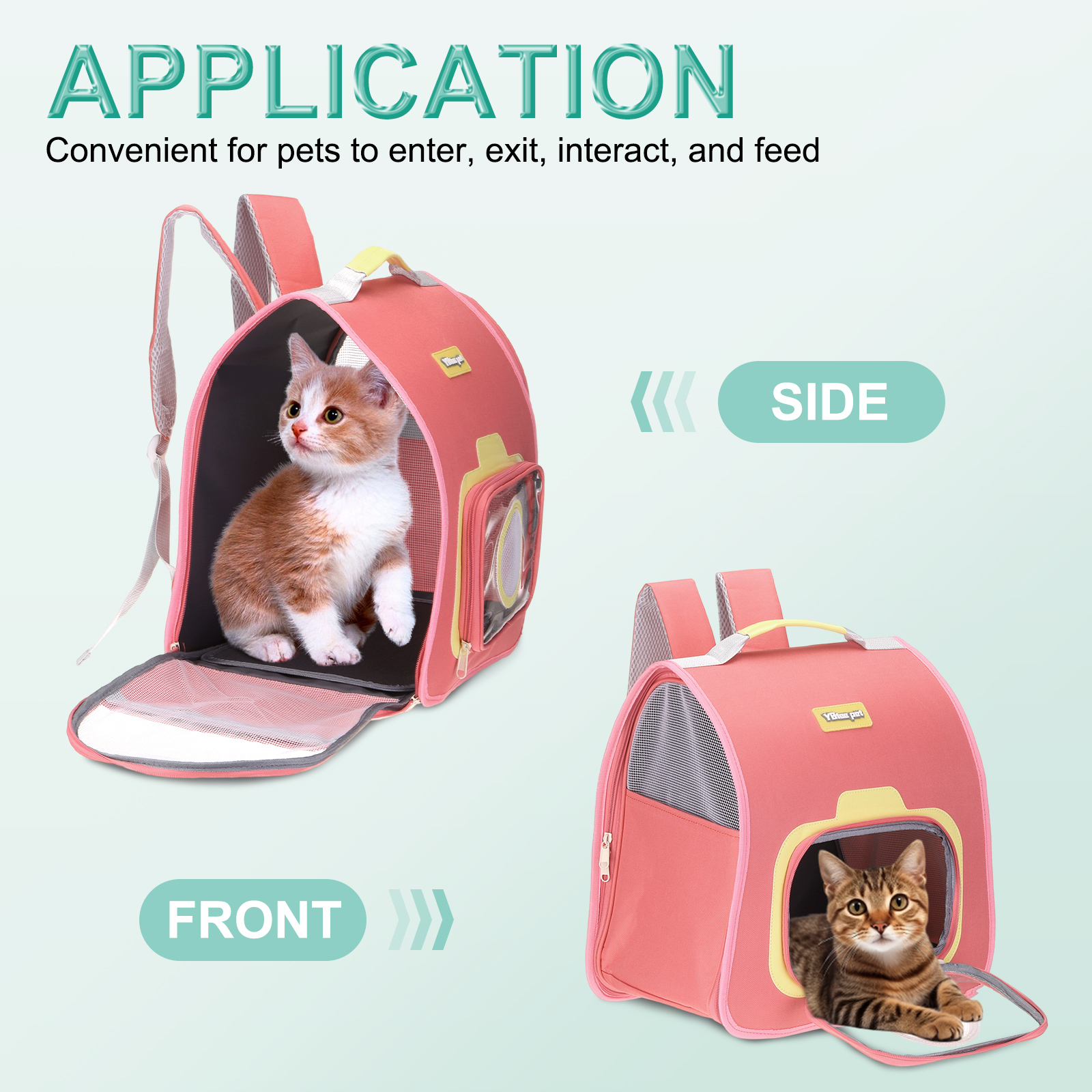 Cat Backpack Carrier, Large Space & Foldable, Breathable Pet Hiking Travel Backpack Sky Blue