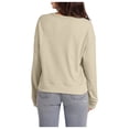 thumbnail image 3 of WEAIXIMIUNG T-Shirts Personnalisés pour Femmes Chandail en Molleton Court Col Rond Manches Longues Hauts d'Automne Tendance Décontracté Ourlet Irrégulier, 3 of 5